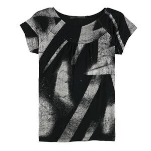 Evil Genius Womens Glitter Pattern Boat-Neck Graphic T-Shirt, Black, NWT